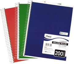 Mead - 200 Sheet, 8-1/2 x 11", College Ruled Spiral Bound Notebook - Assorted Colors - Industrial Tool & Supply
