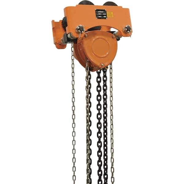 Vestil - 2 Ton Capacity Low Headroom Geared Trolley - 3-1/2" to 8" Flange Width - Industrial Tool & Supply