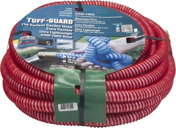 JGB Enterprises - 50' Long Garden Hose - 5/8" Diam, 5/8" GHT, Polypropylene, 100 psi, Hot Water Compatible, All Season, Red - Industrial Tool & Supply