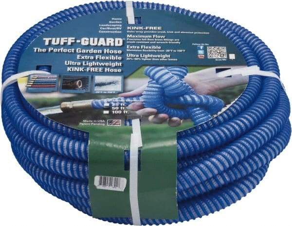 JGB Enterprises - 25' Long Garden Hose - 5/8" Diam, 5/8" GHT, Polypropylene, 100 psi, Hot Water Compatible, All Season, Blue - Industrial Tool & Supply