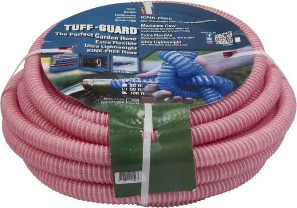 JGB Enterprises - 50' Long Garden Hose - 5/8" Diam, 5/8" GHT, Polypropylene, 100 psi, Hot Water Compatible, All Season, Pink - Industrial Tool & Supply