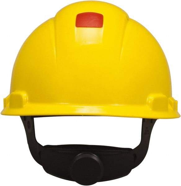 3M - ANSI Type I, Class C Rated, 4-Point, Ratchet Adjustment Hard Hat - Size 6-1/2 to 8, Yellow, Standard Brim, Vented - Industrial Tool & Supply