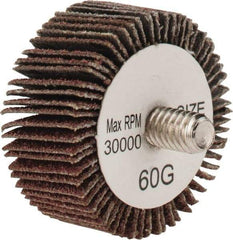 Tru-Maxx - 1-3/8" Diam x 5/8" Face Width, Medium Aluminum Oxide Coated Mounted Flap Wheel - 1/4-20 Threaded Mount, 60 Grit, 30,000 Max RPM - Industrial Tool & Supply