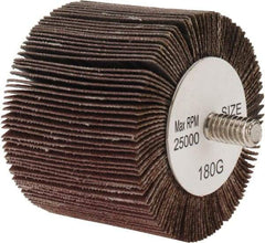 Tru-Maxx - 2" Diam x 1-1/2" Face Width, Fine Aluminum Oxide Coated Mounted Flap Wheel - 1/4-20 Threaded Mount, 180 Grit, 25,000 Max RPM - Industrial Tool & Supply