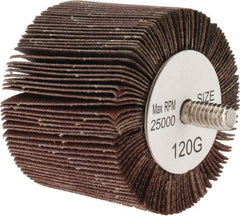 Tru-Maxx - 2" Diam x 1-1/2" Face Width, Fine Aluminum Oxide Coated Mounted Flap Wheel - 1/4-20 Threaded Mount, 120 Grit, 25,000 Max RPM - Industrial Tool & Supply