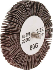 Tru-Maxx - 3" Diam x 1/2" Face Width, Medium Aluminum Oxide Coated Mounted Flap Wheel - 1/4-20 Threaded Mount, 80 Grit, 20,000 Max RPM - Industrial Tool & Supply