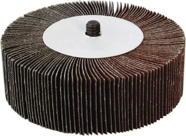 Tru-Maxx - 3" Diam x 3/4" Face Width, Fine Aluminum Oxide Coated Mounted Flap Wheel - 1/4-20 Threaded Mount, 120 Grit, 20,000 Max RPM - Industrial Tool & Supply