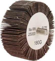 Tru-Maxx - 2-1/2" Diam x 1" Face Width, Very Fine Aluminum Oxide Coated Mounted Flap Wheel - 1/4-20 Threaded Mount, 180 Grit, 25,000 Max RPM - Industrial Tool & Supply