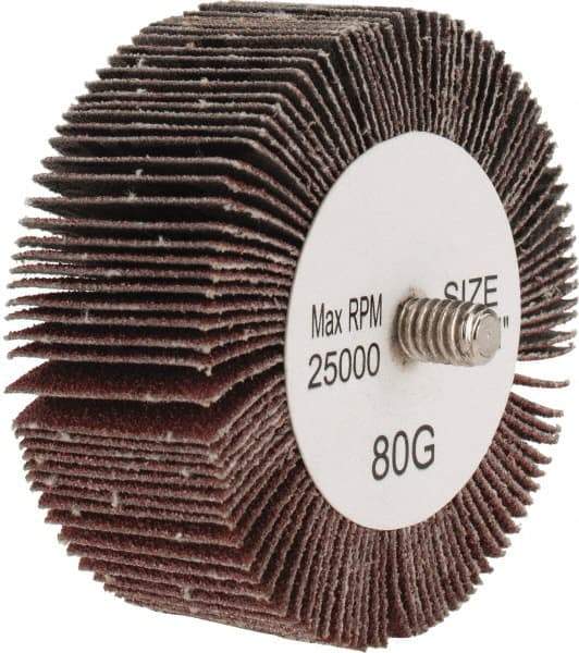 Tru-Maxx - 2-1/2" Diam x 1" Face Width, Medium Aluminum Oxide Coated Mounted Flap Wheel - 1/4-20 Threaded Mount, 80 Grit, 25,000 Max RPM - Industrial Tool & Supply