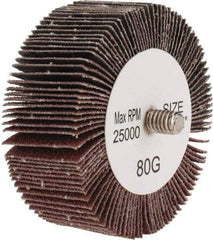 Tru-Maxx - 2-1/2" Diam x 1" Face Width, Medium Aluminum Oxide Coated Mounted Flap Wheel - 1/4-20 Threaded Mount, 80 Grit, 25,000 Max RPM - Industrial Tool & Supply