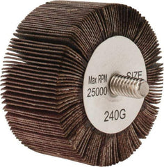 Tru-Maxx - 2" Diam x 1" Face Width, Very Fine Aluminum Oxide Coated Mounted Flap Wheel - 1/4-20 Threaded Mount, 240 Grit, 25,000 Max RPM - Industrial Tool & Supply