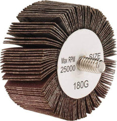 Tru-Maxx - 2" Diam x 1" Face Width, Very Fine Aluminum Oxide Coated Mounted Flap Wheel - 1/4-20 Threaded Mount, 180 Grit, 25,000 Max RPM - Industrial Tool & Supply