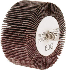 Tru-Maxx - 2" Diam x 1" Face Width, Medium Aluminum Oxide Coated Mounted Flap Wheel - 1/4-20 Threaded Mount, 80 Grit, 25,000 Max RPM - Industrial Tool & Supply
