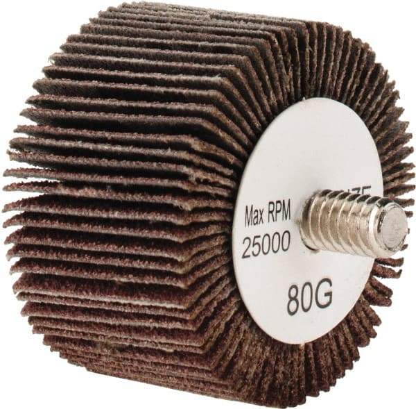 Tru-Maxx - 1-5/8" Diam x 1" Face Width, Medium Aluminum Oxide Coated Mounted Flap Wheel - 1/4-20 Threaded Mount, 80 Grit, 25,000 Max RPM - Industrial Tool & Supply