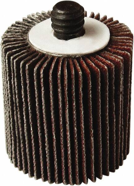 Tru-Maxx - 2" Diam x 1-1/2" Face Width, Medium Aluminum Oxide Coated Mounted Flap Wheel - 1/4-20 Threaded Mount, 80 Grit, 25,000 Max RPM - Industrial Tool & Supply