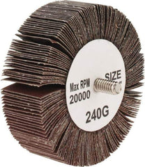 Tru-Maxx - 3" Diam x 1" Face Width, Very Fine Aluminum Oxide Coated Mounted Flap Wheel - 1/4-20 Threaded Mount, 240 Grit, 20,000 Max RPM - Industrial Tool & Supply