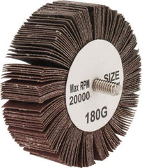 Tru-Maxx - 3" Diam x 1" Face Width, Very Fine Aluminum Oxide Coated Mounted Flap Wheel - 1/4-20 Threaded Mount, 180 Grit, 20,000 Max RPM - Industrial Tool & Supply