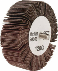 Tru-Maxx - 3" Diam x 1" Face Width, Fine Aluminum Oxide Coated Mounted Flap Wheel - 1/4-20 Threaded Mount, 120 Grit, 20,000 Max RPM - Industrial Tool & Supply