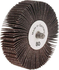 Tru-Maxx - 3" Diam x 3/4" Face Width, Medium Aluminum Oxide Coated Mounted Flap Wheel - 1/4-20 Threaded Mount, 80 Grit, 20,000 Max RPM - Industrial Tool & Supply
