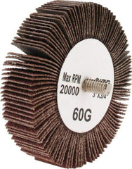 Tru-Maxx - 3" Diam x 3/4" Face Width, Medium Aluminum Oxide Coated Mounted Flap Wheel - 1/4-20 Threaded Mount, 60 Grit, 20,000 Max RPM - Industrial Tool & Supply