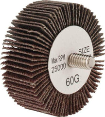 Tru-Maxx - 2" Diam x 3/4" Face Width, Medium Aluminum Oxide Coated Mounted Flap Wheel - 1/4-20 Threaded Mount, 60 Grit, 25,000 Max RPM - Industrial Tool & Supply