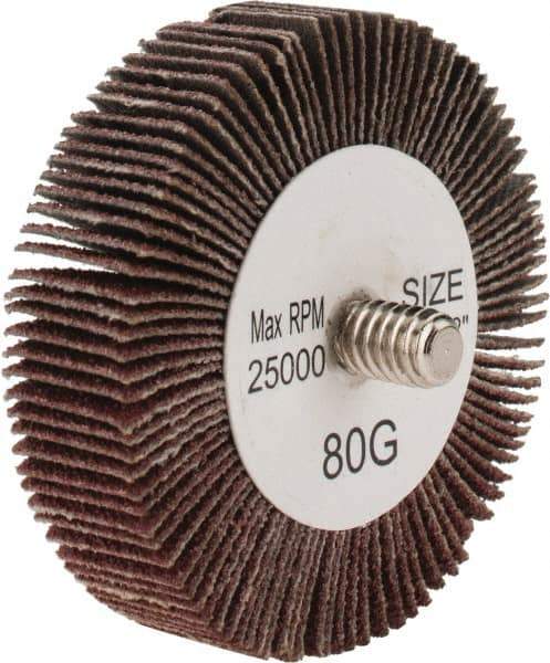 Tru-Maxx - 2" Diam x 1/2" Face Width, Medium Aluminum Oxide Coated Mounted Flap Wheel - 1/4-20 Threaded Mount, 80 Grit, 25,000 Max RPM - Industrial Tool & Supply