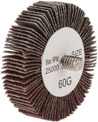 Tru-Maxx - 2" Diam x 1/2" Face Width, Medium Aluminum Oxide Coated Mounted Flap Wheel - 1/4-20 Threaded Mount, 60 Grit, 25,000 Max RPM - Industrial Tool & Supply