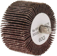 Tru-Maxx - 1-1/2" Diam x 1" Face Width, Medium Aluminum Oxide Coated Mounted Flap Wheel - 1/4-20 Threaded Mount, 60 Grit, 30,000 Max RPM - Industrial Tool & Supply