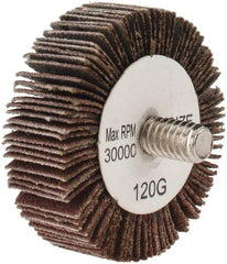 Tru-Maxx - 1-1/2" Diam x 1/2" Face Width, Fine Aluminum Oxide Coated Mounted Flap Wheel - 1/4-20 Threaded Mount, 120 Grit, 30,000 Max RPM - Industrial Tool & Supply