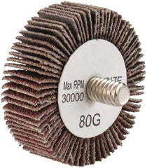 Tru-Maxx - 1-1/2" Diam x 1/2" Face Width, Medium Aluminum Oxide Coated Mounted Flap Wheel - 1/4-20 Threaded Mount, 80 Grit, 30,000 Max RPM - Industrial Tool & Supply