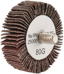 Tru-Maxx - 1-5/8" Diam x 1/2" Face Width, Medium Aluminum Oxide Coated Mounted Flap Wheel - 1/4-20 Threaded Mount, 80 Grit, 25,000 Max RPM - Industrial Tool & Supply