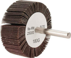 Tru-Maxx - 2-1/2" Diam x 1" Face Width, Very Fine Aluminum Oxide Coated Mounted Flap Wheel - 1/4" Shank Mount, 180 Grit, 25,000 Max RPM - Industrial Tool & Supply