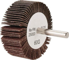 Tru-Maxx - 2-1/2" Diam x 1" Face Width, Medium Aluminum Oxide Coated Mounted Flap Wheel - 1/4" Shank Mount, 60 Grit, 25,000 Max RPM - Industrial Tool & Supply