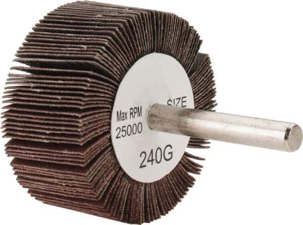Tru-Maxx - 2" Diam x 1" Face Width, Very Fine Aluminum Oxide Coated Mounted Flap Wheel - 1/4" Shank Mount, 240 Grit, 25,000 Max RPM - Industrial Tool & Supply