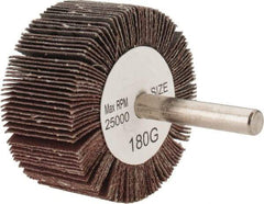 Tru-Maxx - 2" Diam x 1" Face Width, Very Fine Aluminum Oxide Coated Mounted Flap Wheel - 1/4" Shank Mount, 180 Grit, 25,000 Max RPM - Industrial Tool & Supply