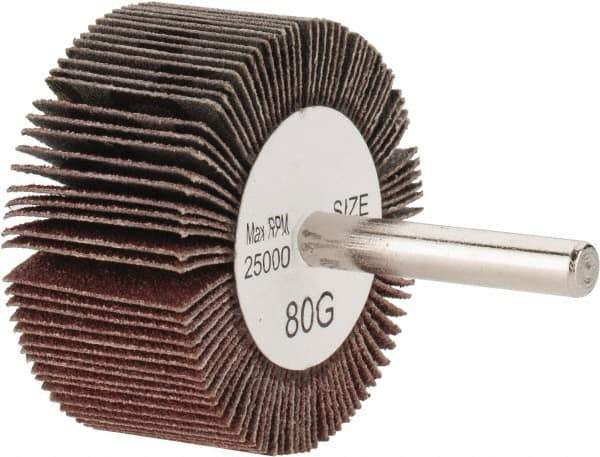 Tru-Maxx - 2" Diam x 1" Face Width, Medium Aluminum Oxide Coated Mounted Flap Wheel - 1/4" Shank Mount, 80 Grit, 25,000 Max RPM - Industrial Tool & Supply