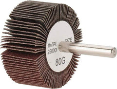 Tru-Maxx - 2" Diam x 1" Face Width, Medium Aluminum Oxide Coated Mounted Flap Wheel - 1/4" Shank Mount, 80 Grit, 25,000 Max RPM - Industrial Tool & Supply