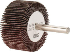 Tru-Maxx - 2" Diam x 1" Face Width, Medium Aluminum Oxide Coated Mounted Flap Wheel - 1/4" Shank Mount, 60 Grit, 25,000 Max RPM - Industrial Tool & Supply
