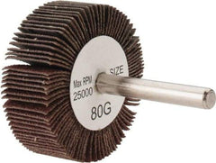 Tru-Maxx - 2" Diam x 3/4" Face Width, Medium Aluminum Oxide Coated Mounted Flap Wheel - 1/4" Shank Mount, 80 Grit, 25,000 Max RPM - Industrial Tool & Supply