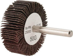 Tru-Maxx - 2" Diam x 3/4" Face Width, Coarse Aluminum Oxide Coated Mounted Flap Wheel - 1/4" Shank Mount, 50 Grit, 25,000 Max RPM - Industrial Tool & Supply