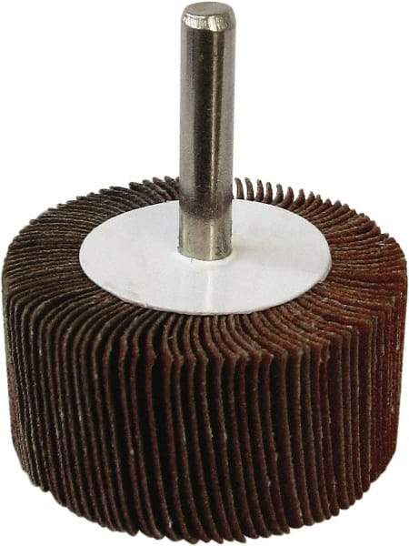 Tru-Maxx - 2" Diam x 1/2" Face Width, Medium Aluminum Oxide Coated Mounted Flap Wheel - 1/4" Shank Mount, 80 Grit, 25,000 Max RPM - Industrial Tool & Supply