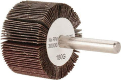 Tru-Maxx - 1-1/2" Diam x 1" Face Width, Very Fine Aluminum Oxide Coated Mounted Flap Wheel - 1/4" Shank Mount, 180 Grit, 30,000 Max RPM - Industrial Tool & Supply