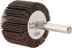 Tru-Maxx - 1-1/2" Diam x 1" Face Width, Fine Aluminum Oxide Coated Mounted Flap Wheel - 1/4" Shank Mount, 120 Grit, 30,000 Max RPM - Industrial Tool & Supply