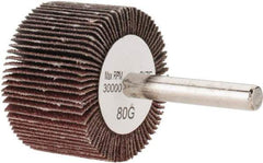 Tru-Maxx - 1-1/2" Diam x 1" Face Width, Medium Aluminum Oxide Coated Mounted Flap Wheel - 1/4" Shank Mount, 80 Grit, 30,000 Max RPM - Industrial Tool & Supply