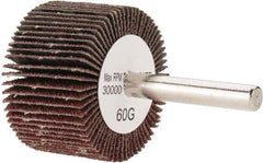 Tru-Maxx - 1-1/2" Diam x 1" Face Width, Medium Aluminum Oxide Coated Mounted Flap Wheel - 1/4" Shank Mount, 60 Grit, 30,000 Max RPM - Industrial Tool & Supply