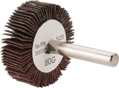 Tru-Maxx - 1-1/2" Diam x 1/2" Face Width, Medium Aluminum Oxide Coated Mounted Flap Wheel - 1/4" Shank Mount, 80 Grit, 30,000 Max RPM - Industrial Tool & Supply
