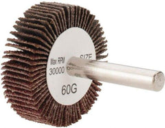 Tru-Maxx - 1-1/2" Diam x 1/2" Face Width, Medium Aluminum Oxide Coated Mounted Flap Wheel - 1/4" Shank Mount, 60 Grit, 30,000 Max RPM - Industrial Tool & Supply