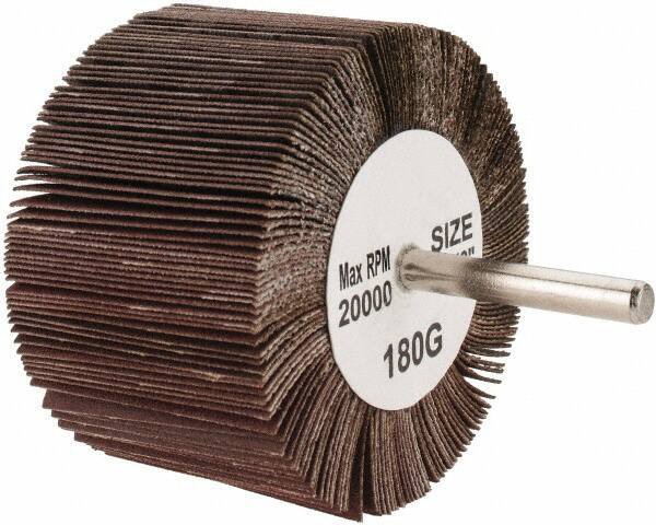 Tru-Maxx - 3" Diam x 2" Face Width, Very Fine Aluminum Oxide Coated Mounted Flap Wheel - 1/4" Shank Mount, 180 Grit, 20,000 Max RPM - Industrial Tool & Supply