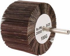 Tru-Maxx - 3" Diam x 2" Face Width, Very Fine Aluminum Oxide Coated Mounted Flap Wheel - 1/4" Shank Mount, 180 Grit, 20,000 Max RPM - Industrial Tool & Supply