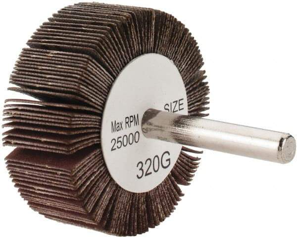 Tru-Maxx - 2" Diam x 3/4" Face Width, Extra Fine Aluminum Oxide Coated Mounted Flap Wheel - 1/4" Shank Mount, 320 Grit, 25,000 Max RPM - Industrial Tool & Supply
